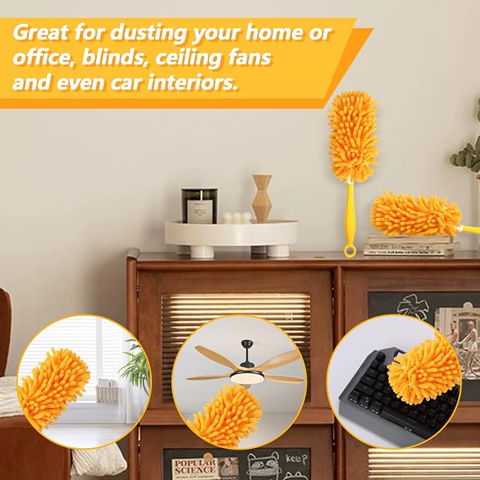 Reusable Duster Refill Compatible with Swiffer Hand Duster Kit | Pet Heavy Duty Duster Refills Fit for Swiffer Duster, Microfiber Washable 360 Duster Pads for Dusting Cleaning, 6 Pack