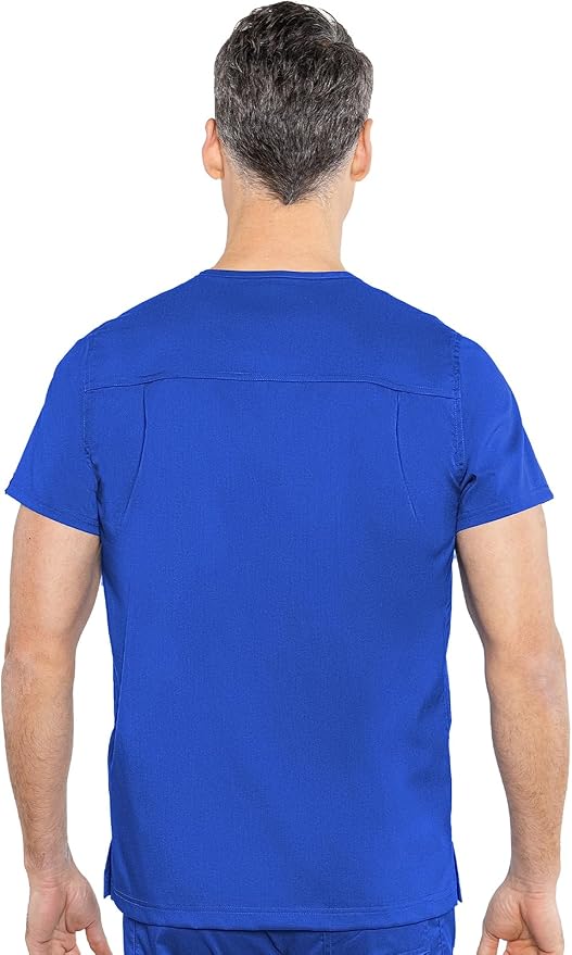 Med Couture Rothwear Touch Mens Scrubs Top 3 Pockets Modern Fit | 2-Way Stretch, Ultra-Soft Fabric, Lightweight Feel, Knit Details, Side Vents, Durable Construction, Easy Care
