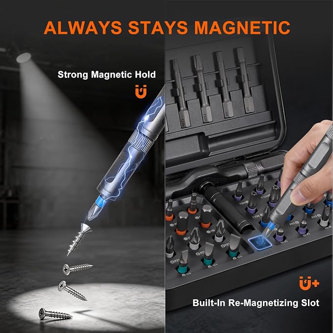 42 in 1 Magnetic Screwdriver Set, Ratcheting Screwdriver with S2 Steel Bits | Effortless T Handle, Screw Driver Tool Kit for Furniture, Tight Spaces, Electronics - Ideal Gift for Men, Women & DIYers