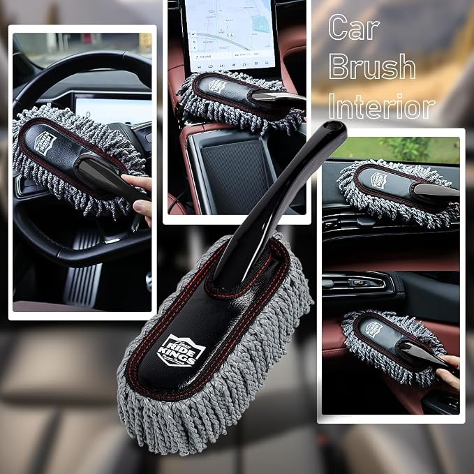 Car Duster Set, Microfiber, 3 Pcs | Lightweight telescoping pole for auto exterior. Sweeps dirt fast & is fully washable. Dash brush & storage bag included.