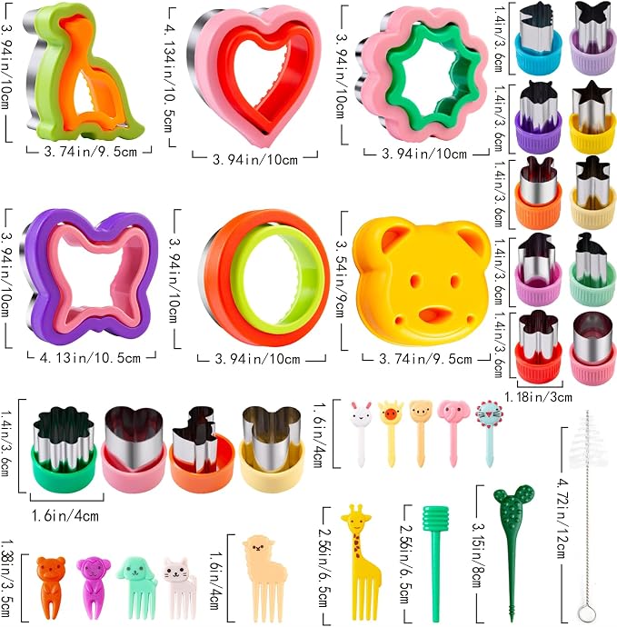 Sandwich Cutters for Kids Lunch 12 Pcs | Cookie Cutters Set, Vegetable Fruit Cutters Shapes, Stainless Steel, Biscuit Cutters, Dinosaur Mouse Heart Star