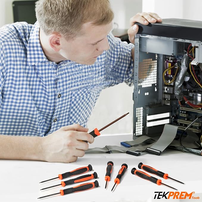 TEKPREM 8 in 1 Small Torx Screwdriver Set with T3 T4 T5 T6 T7 T8 T9 T10 Torx Security Bits,Complete Star Repair Kit for Apple,Macbook,Mac mini,Xbox one, Xbox360,PS3,PS4,PS5,Computer and Pocket Knives