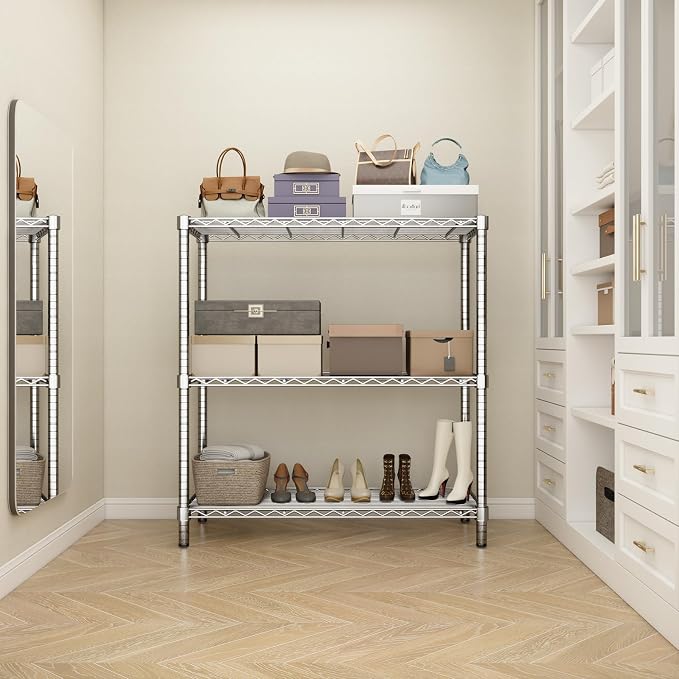ROOMTEC 3-Tier Wire Shelving Unit,40" W*16" D*36" H,Max Load 1200 lbs | Small Garage Shelves,Adjustable Storage Rack, Metal Shelf for Kitchen, Pantry, Laundry Room, Basement