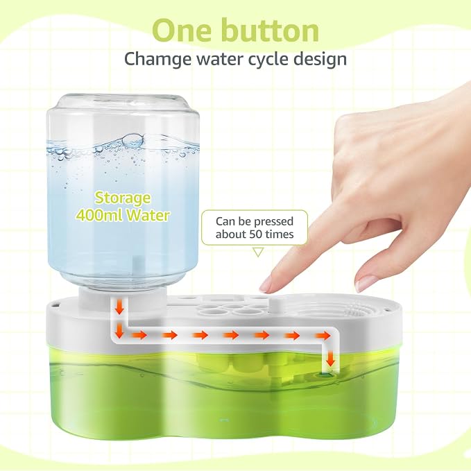 2026 Paint Brush Cleaner for Kids Water Circulation Paint Brush Cleaner with Drain Paint Water Dispenser with Palette Brush Holder Paints Brush Washer for Acrylic Painting Watercolor Art (Green)