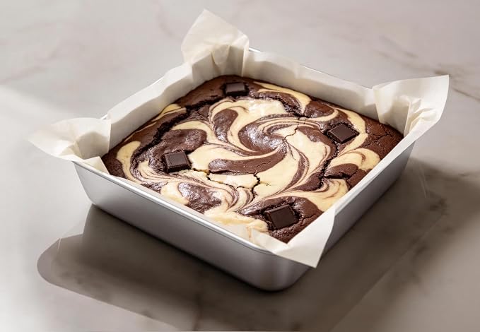 Leonyo Stainless Steel 9x9 Baking Pan, 2 Pack Metal 9IN x 9IN Square Cake Pan, Commercial Brownie Pans Baking Dish for Cornbread, Banana Bread, Lemon Bars, Dishwasher Safe