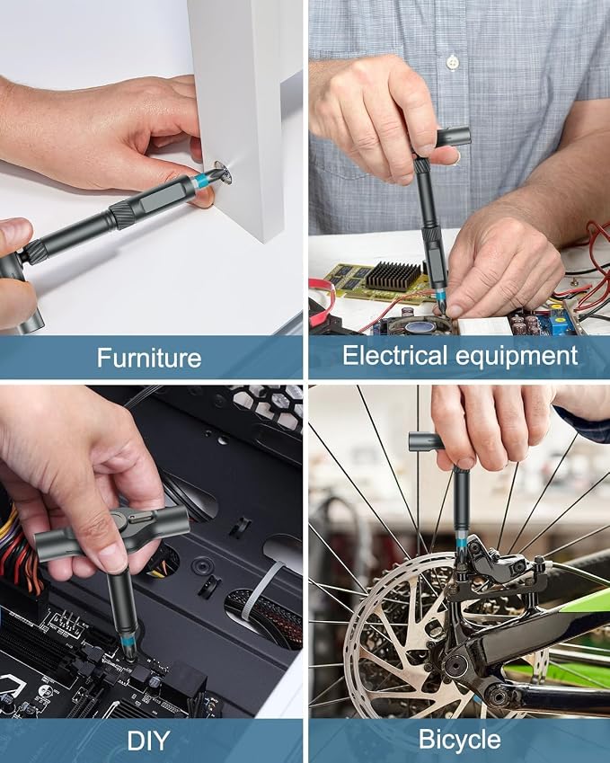 Upgraded 24 in 1 Ratchet Screwdriver Set, Magnetic Screwdriver Set, T Handle Multi Bit DIY Repair Tool Kit with Storage Case for Valentine's Day Gifts Furniture, Bicycle and DIY Free Combination