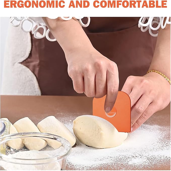 Pan Scraper, 5 Pcs Pot Scraper Plastic, Pot Scraper Non Scratch for Cast Iron, Pot and Pan Cleaning, Sturdy Scraper Kitchen Tool-Orange