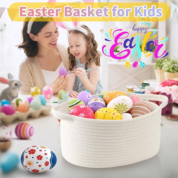 Happyiren Yellow Woven Storage Basket with Handle – Versatile DIY Gift Basket for Valentine's Day, Baby Shower, Burr, Fundraisers – Decorative Organizer for Baby Toys, Pets & Home Storage