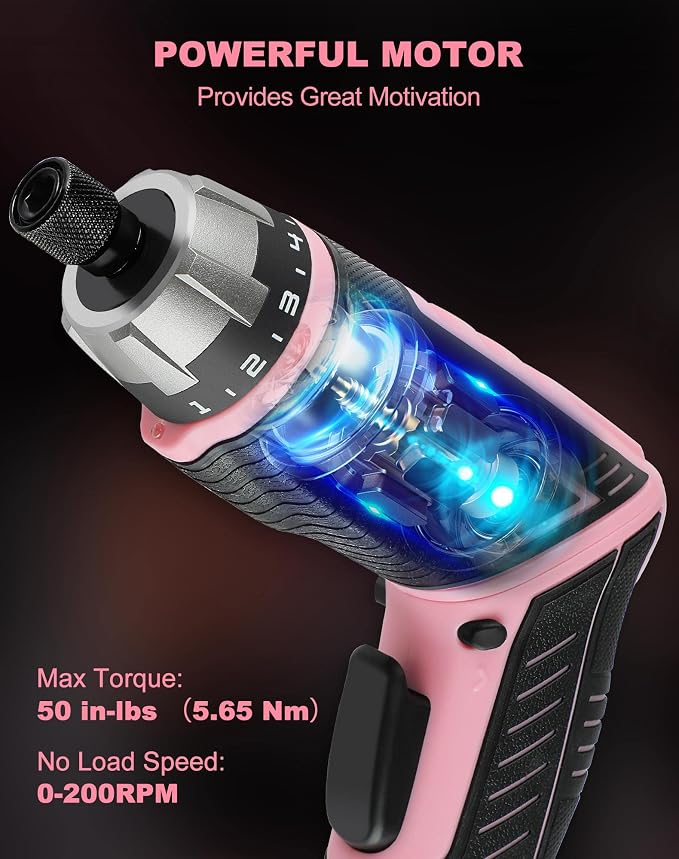 AVID POWER 4V Electric Cordless Screwdriver Set 5.65Nm 44 Bits with Case | 5.65Nm, 5+1 Torque Settings, 2-Position Handle, 44 Accessories, LED Light, for Precision Assembly & Furniture Installation