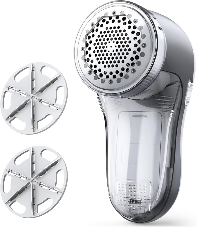 POPCHOSE Fabric Shaver, Lint Remover with 6-Leaf Blades, Battery Operated | Lint Shaver for Clothes, Sweater Shavers to Remove Pilling, Clothes Shaver for Clothing, Couch, Furniture, Fuzz, Lint Ball