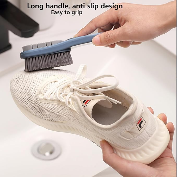 Laundry Stain Brush Clothes Cleaning Brush Double-Sided Soft Bristle Brush | 2 Pack Long Handle Laundry Brush for Stain Removal Shoes Clothes Scrub Brush Silicone Soft Brush, Sole Cleaning