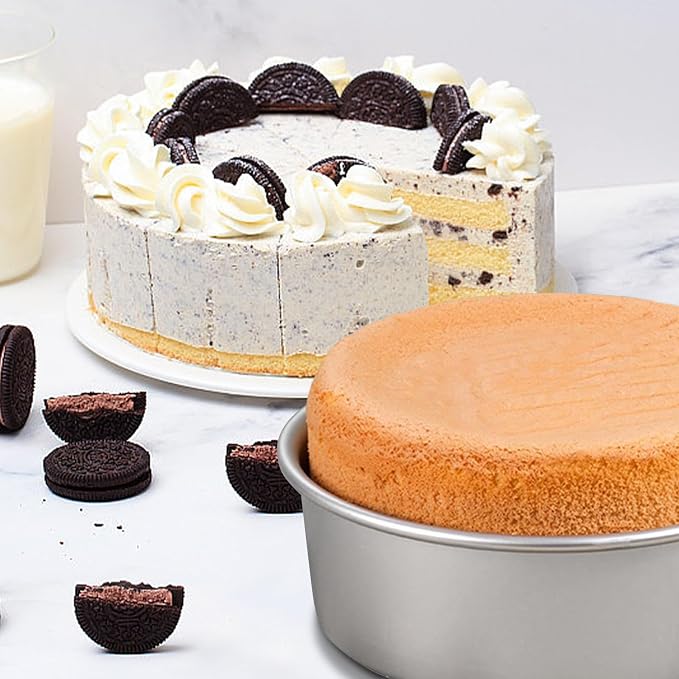 Round Cake Pan Set of 3 (6 x 3 inch/8 x 3 inch/10 x 3 inch), Aluminum Baking Pans for Layer Cakes, Heavy Duty Non-Stick, Evenly Baking Tools for Home Kitchen, Birthday Wedding Anniversary
