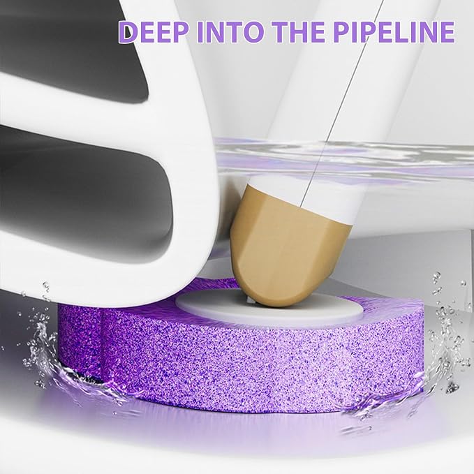 Disposable Toilet Brush, Toilet Brush Kit, Toilet Bowl Cleaning System, Long Handle Easy to Install for Bathroom Cleaning (White Cleaning Brush + 18 Purple Replacement Heads)