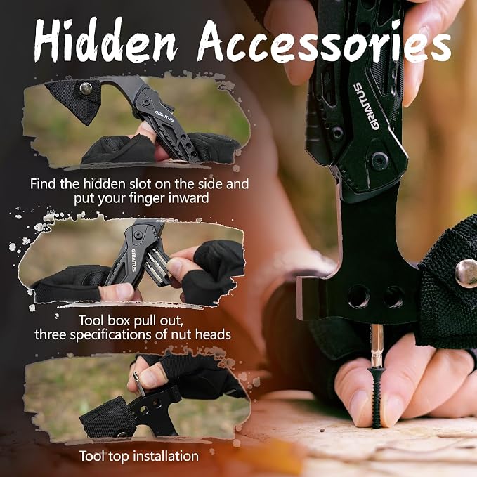 16 in 1 Multitool Camping Survival Gear with Axe Saw Pliers Whistle Hammer | Camping Accessories with Screwdrivers Bottle Opener Multitool-Knife and Gifts for Men Dad Husband Birthday Gifts