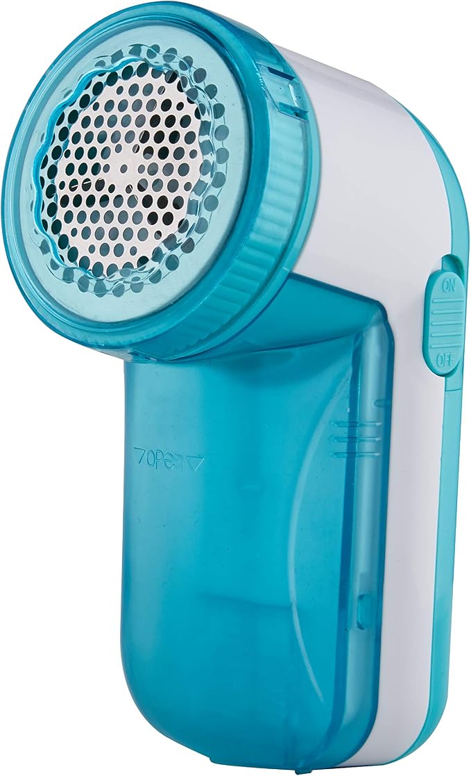 True & Tidy, Portable Fabric Shaver, Safely Removes Lint, Fabric Fluff and Fuzz Balls from All Types of Garments & Fabrics, LR-03, Aqua (Batteries not Included)
