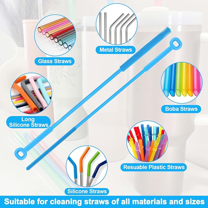 Water Bottle Cleaner Brush Set for Stanley Tumbler 40 oz/30 oz Cup | Multifunctional Bottle Brush and Long Silicone Straw Cleaner Brush,Cleaning Kit for Owala/Yeti Cup Accessories,4 Pcs