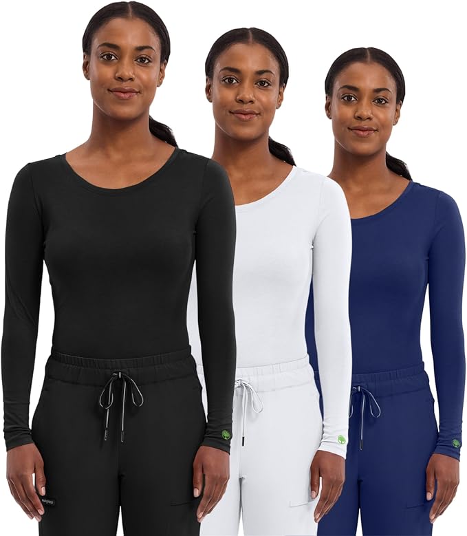 Healing Hands Underscrub Long Sleeve Women Knits Scrub Tops | Soft Cotton Blend Knit, Breathable Stretch Comfort, Machine Wash, Easy Care Fabric, Ideal For Layering Under Scrubs
