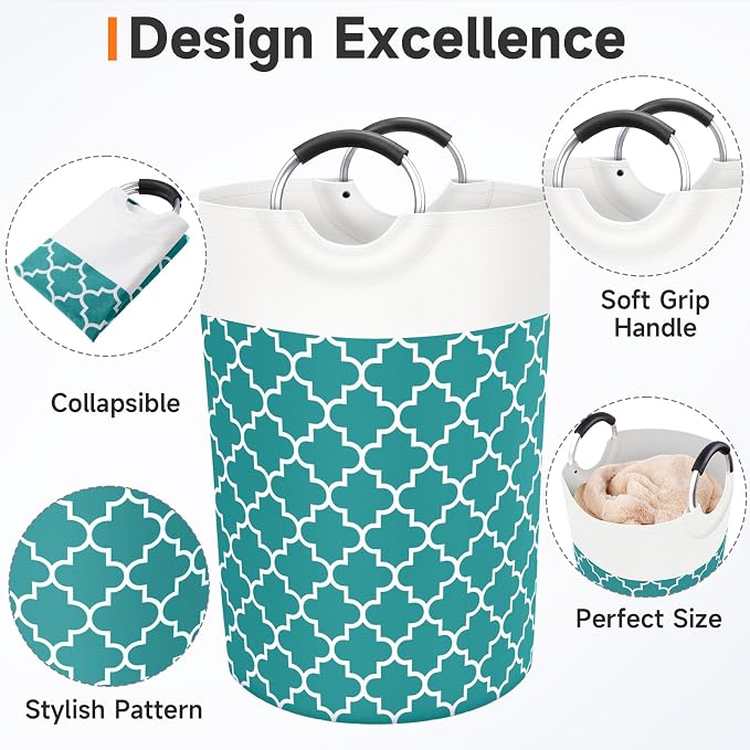 Large Laundry Basket, 115L Tall Collapsible Hamper with Handles, Green | Freestanding Laundry Hamper, Waterproof Dirty Clothes Storage Bag for College, Bathroom, Foldable Washing Bin for Travel