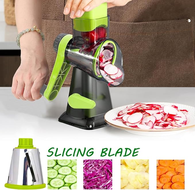 Dachenus Cheese Grater Rotary Cheese Grater,Versatile Cheese Shredder | Powerful suction cup base,Suitable for a wide range of ingredients,Safe hand-protection design,Detachable and easy to clean