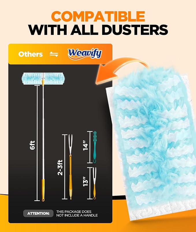 12 Count Duster Refills for Swiffer Duster, One-Sided Disposable Dusters Refills with 4X Microfibers (Handle Not Included)