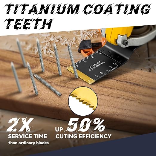 AIFICUT 26pcs Oscillating Saw Blades Titanium Multitool Blades for Wood Plastics Metal oscillating Tool Blades Kits Fit Rockwell Ridgid Ryobi Milwaukee Chicago Craftsman Dewalt