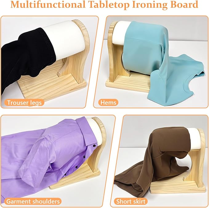 Tailor’s Shoulder Ironing Board, Padded Chest & Cotton Cover Shoulder Pressing Board with Sturdy Pine Wood Base, lron Pad for Household Ironing, Tailoring Studio Ironing