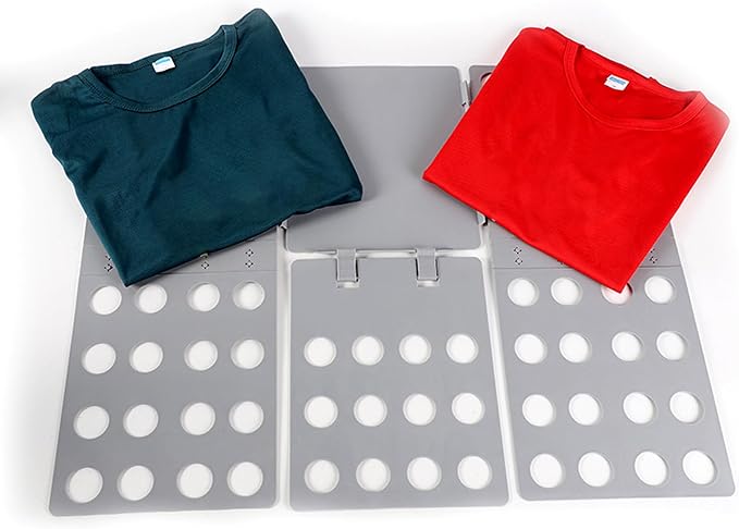 Folding Board for Clothes, Adjustable Shirt Folder Organizer, Gray, Adjustable T-Shirt Folding Board | Blue Plastic Clothing Organizer with Fold Guides | Laundry & Closet Storage Solution (Grey)