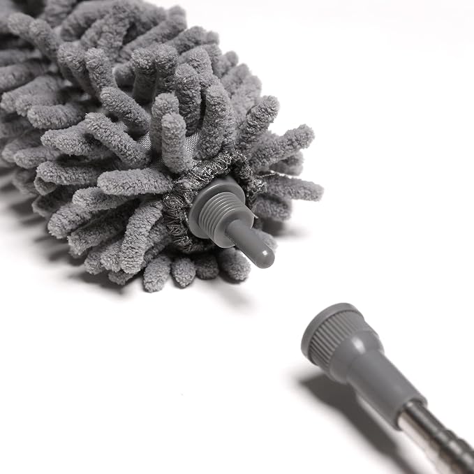Ceiling Fan Duster with Extension Pole, 7 Ft Long Microfiber Dusters for Cleaning with 2 Brushes for High Ceiling, Cobweb Duster, Walls, Furniture and Home Cleaner