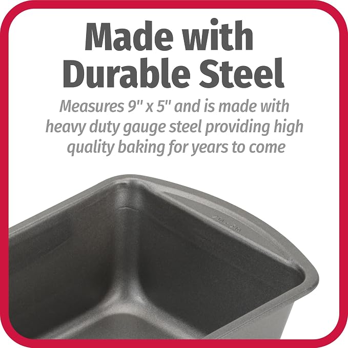 GoodCook Nonstick Loaf Pan Heavy-Duty Steel Bakeware with Easy-Clean Non-Stick Coating, Oven & Dishwasher Safe Pan, 9 x 5-Inch, Gray