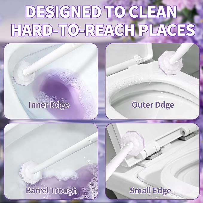 Toilet Bowl Wand Refills for Clorox, Toilet Bowl Cleaner Refill Pads | 80 Count Disposable Toilet Brush Heads, Pre-Loaded Cleaning Formula, Lavender Scent, Toilet&Bathroom Cleaning Supplies