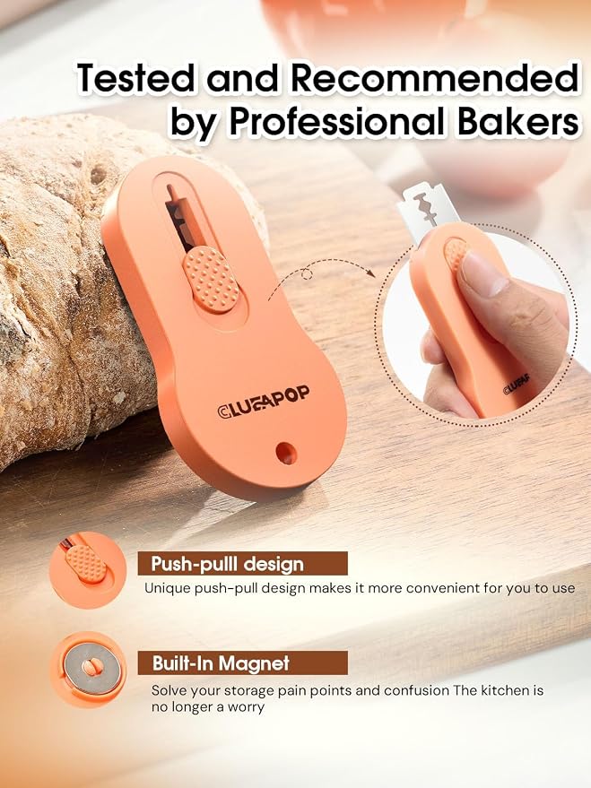 Magnetic Bread Lame Dough Scoring Tool - Sourdough Lame Scoring Tool, Bread Dough Cutter Slashing Razor Tool,Cutting Bread Scoring Tool for Sourdough Bread Baking - Patterns booklet & 5 Blades