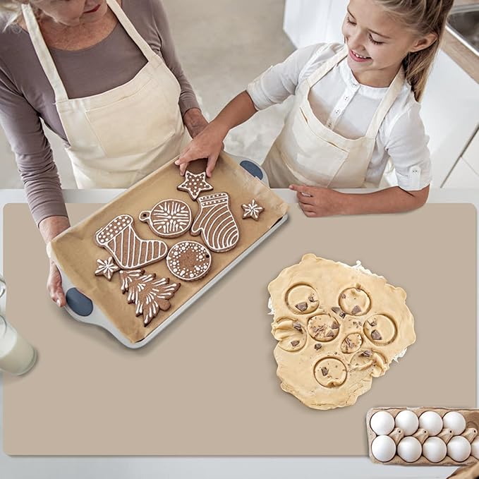 Extra Large Silicone Mats, Silicone Table Mat for Crafts Kids Dinner Placemat, Dab Mats Desk Countertop Protector Mats, Heat Insulation Kitchen Pastry Mat Silicone Pad-Brown, 23.6''x15.7''