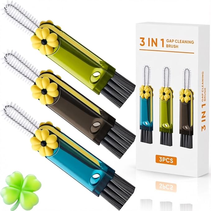 3 in 1 Cup Lid Gap Cleaning Brush Set, 3Pcs Multifunctional Bottle Cleaning Brush,Cup Lid Gap Cleaner, Home Kitchen Crevice Brush Tools