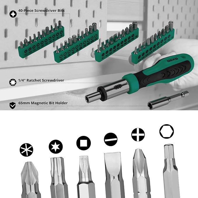 DEKOPRO Tool Set: 228 Piece Home Tool Kit, Household Basic Repair Tool Set Comes with Storage ToolBox, Socket Wrench Set for Car, Hand Tool Box Set for Home - Green