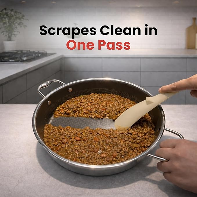 Silicone Spoon Spatula for Cooking - Multifunction Scoop Spatula Spoonula - Heat Resistant Cooking Spoon for Nonstick Cookware - Large Silicone Kitchen Spoon - Seamless Design (Khaki,2pcs)