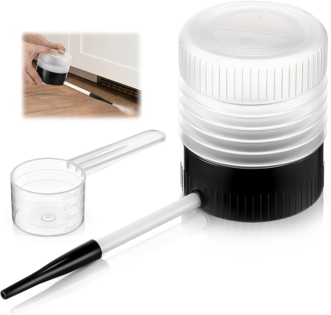 1 Pack Diatomaceous Earth Powder Duster with 6 Inch Fine Nozzle | Refillable Handheld Dust Applicator, Lightweight Powder Sprayer for Precise Application in Cracks Corners Baseboards (Black)
