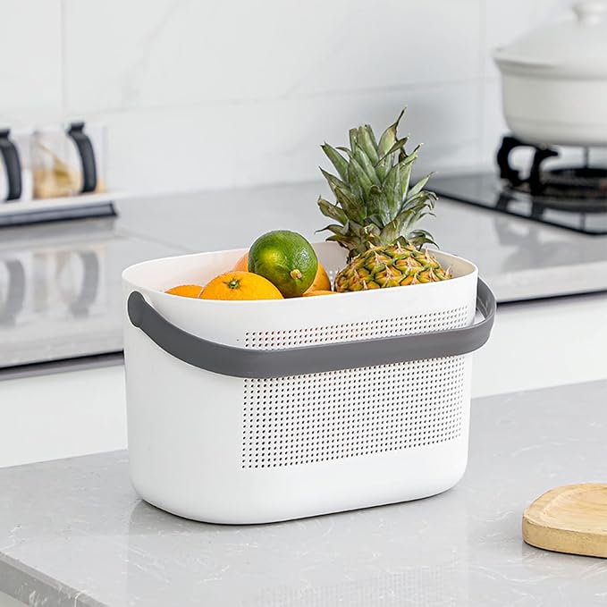 Plastic Protable Shower Caddy Basket, Storage Organizer, Grey, 2 Pack | Bottom Drain Holes, Keep Dry, Sturdy and Durable, Easy to Carry for Bathroom, Kitchen, Dorm Room, RV, College