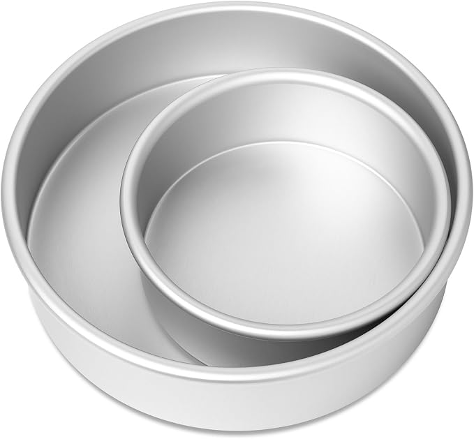 Last Confection Round Cake Pans, Includes 6" x 2" and 9" x 2" Anodized Aluminum Cake Pans, 2pc Baking Tin Set