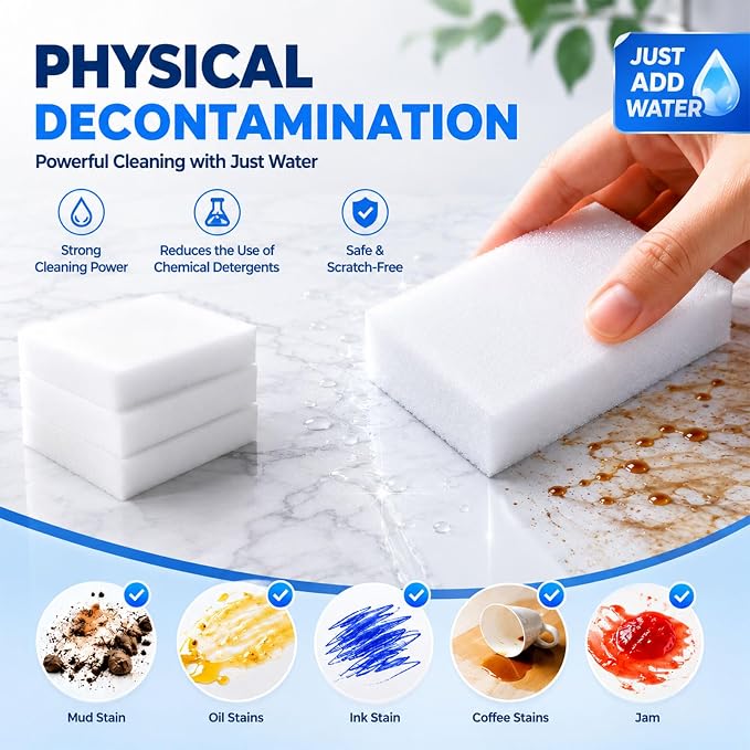 Eco-Friendly Magic Eraser Sponge 10 Pack - Long Lasting Cleaning Sponge for Home Use - Kitchen Bathroom Tile Grout Stain Remover