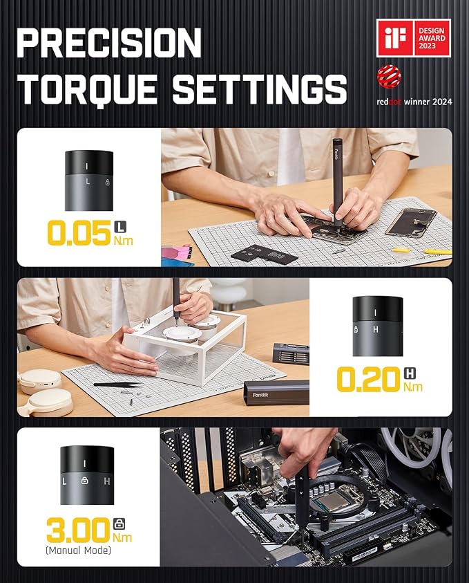 Fanttik E1 Max Precision Electric Screwdriver, Mini Screwdriver Set(Grey) | 50 Magnetic Bits, Magnetic Storage, 0.2N.m, 5/32‘’ Precision Repair Tool Kit for Electronics Phone Camera Laptop Watch