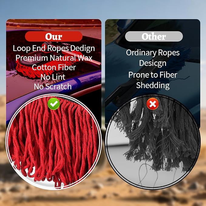 Car Duster Set, Loop End, 2 Pcs | Extendable handle for SUV exterior. Traps pollen without water. Gets better with age, do not wash. Storage bag included.