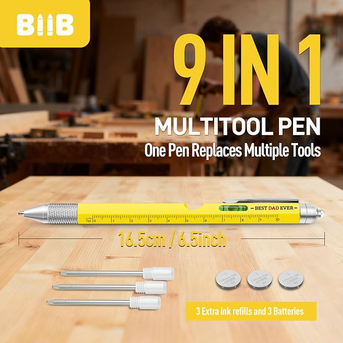 BIIB Mens Gifts for Husband Dad, 9 in 1 Multitool Pen, Personalized Fathers Day Gift Ideas, Anniversary Birthday Gifts for Men Him