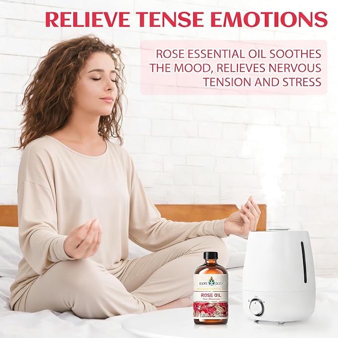 EVOKE OCCU Rose Essential Oil for Skin, Body Care & Perfume for Women | Enhances Relaxation in Bedroom, Spa, Yoga Studio, Suitable for All Seasons and Daily Applications - 118ml / 4 fl oz