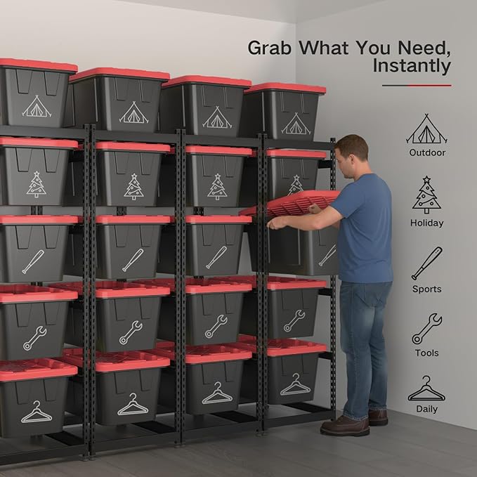 FERO 27 Gallon Storage Bin Rack Organizer, Heavy-Duty Tote Storage Rack, 5-Tier Standing Storage Bin Shelves, Maximize Space for Garage/Storage/Warehouse, 250 lb Total Capacity, 1(Bins Not Included)