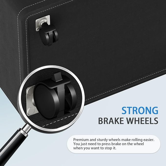 HomeHacks 90L Rolling Laundry Basket with 4 Wheels Collapsible Black | 4 Wheels, Waterproof PEVA Lining, Cotton Flax Fabric, Metal Frame, Bathroom Laundry Room Dorm Storage, Space-Saving Design
