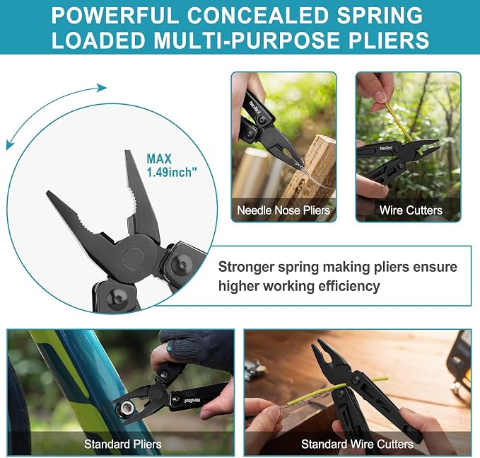 NexTool W3 Adjustable Wrench Multitool, 9-in-1 Folding Pliers | 20mm Jaw Opening, Locking Knife, Saw, Nylon Sheath, Heavy-Duty Stainless Steel Tool for Mechanical Repair, Camping, DIY