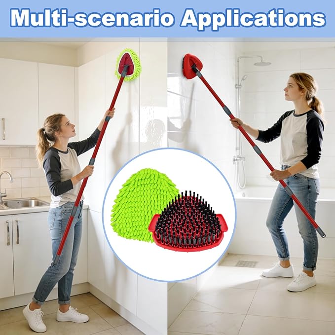 Mop Replace Heads for O Cedar Easywring 1 Tank Spin Mop Heads Replacement for Ocedar Mops Refill Sets Include 4 Pack Mopping Refills, 1 Pack Scrubber Brush & 1 Disc Base to Dry and Wet Floor Cleaning