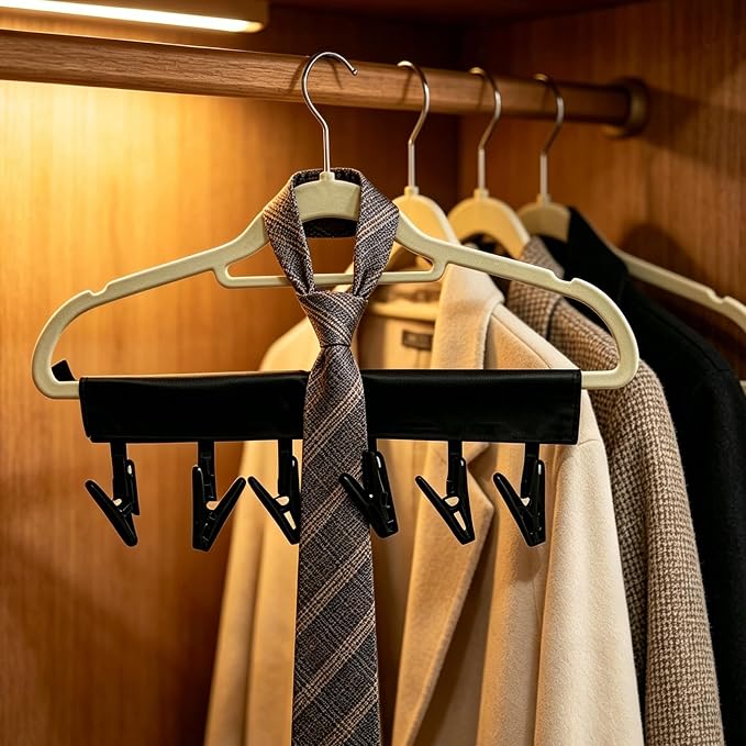 Mini Clothespins Travel Hangers 3 Pack All Black, Foldable Portable Clothes Hangers with 6 Non-Slip Clips for Socks Swimsuit Towel Drying, Ideal for Cruise Dorm Camping Travel Essentials