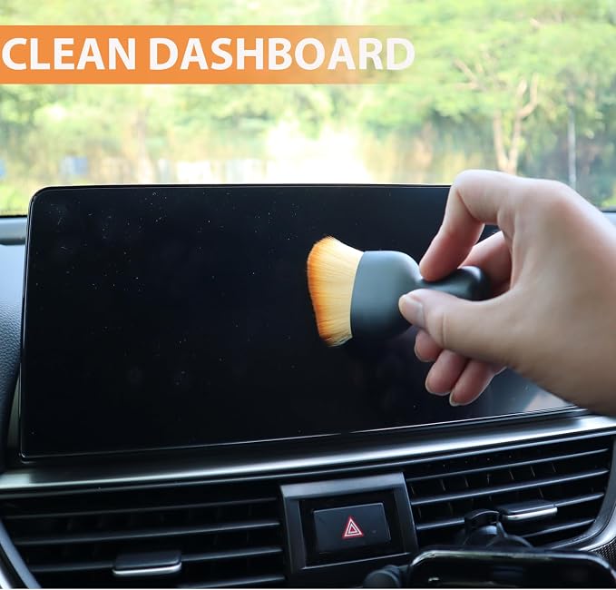 Auto Duster Brush for Cleaning Dust (BrownWhite)