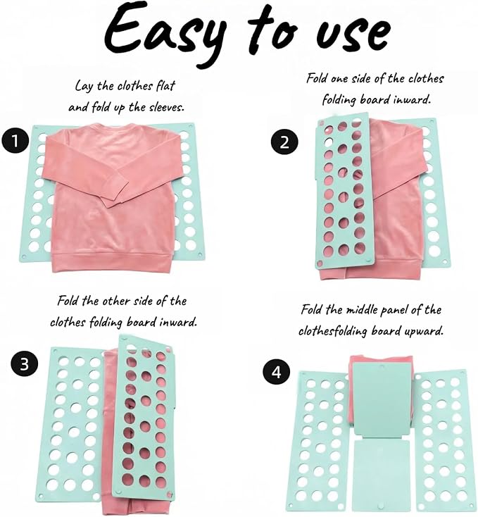Mini Toddler Shirt Folding Board - Ages 1-7 Blue, Builds Independence | great for Montessori laundry, lightweight PP, smooth rounded edges, quick & simple, develops confidence & skills, stores flat